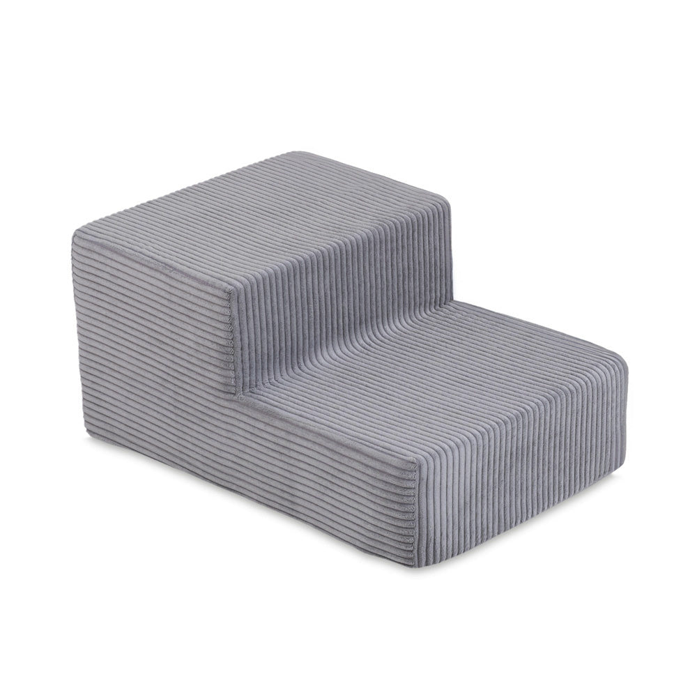 Terrain de jeu Dry pool + marche - Velours côtelé gris premium, (+200 balles : perle, argent, bleu clair) – Plush Nest Misioo myplayground