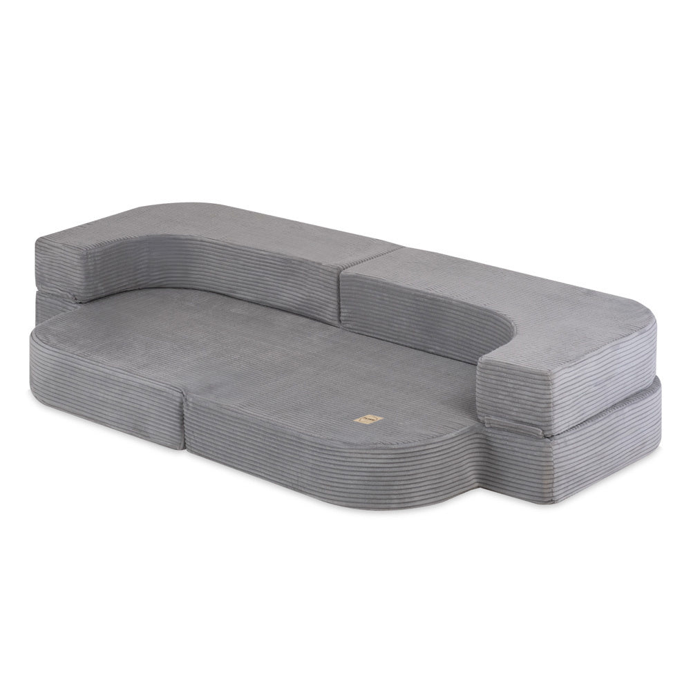Canapé-lit Foldie - Velours côtelé gris premium, lavable, imperméable - Plush Nest Misioo myplayground
