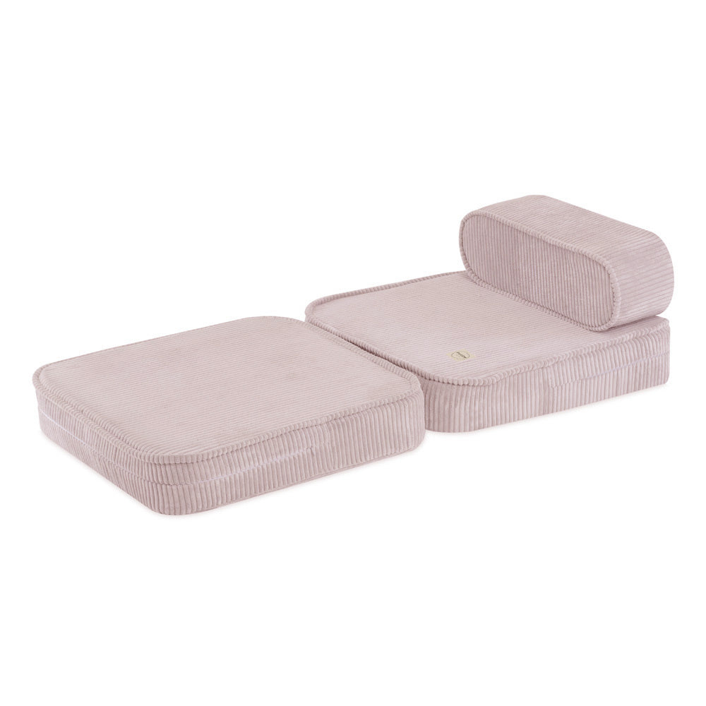 Chaise longue enfant, 150x60x25 cm, velours côtelé rose clair premium - Plush Nest - Misioo Misioo myplayground