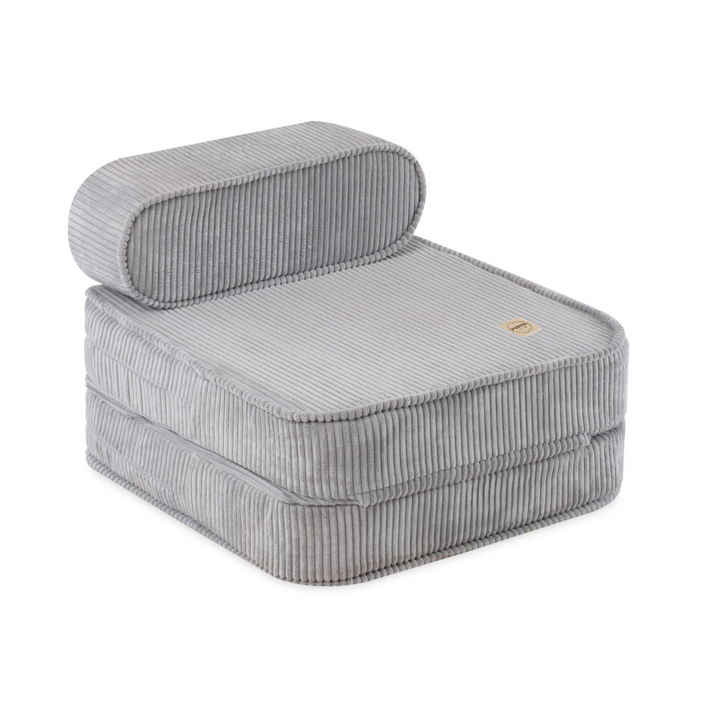 Chaise longue enfant, 150x60x25 cm, velours côtelé gris premium - Plush Nest - Misioo Misioo myplayground