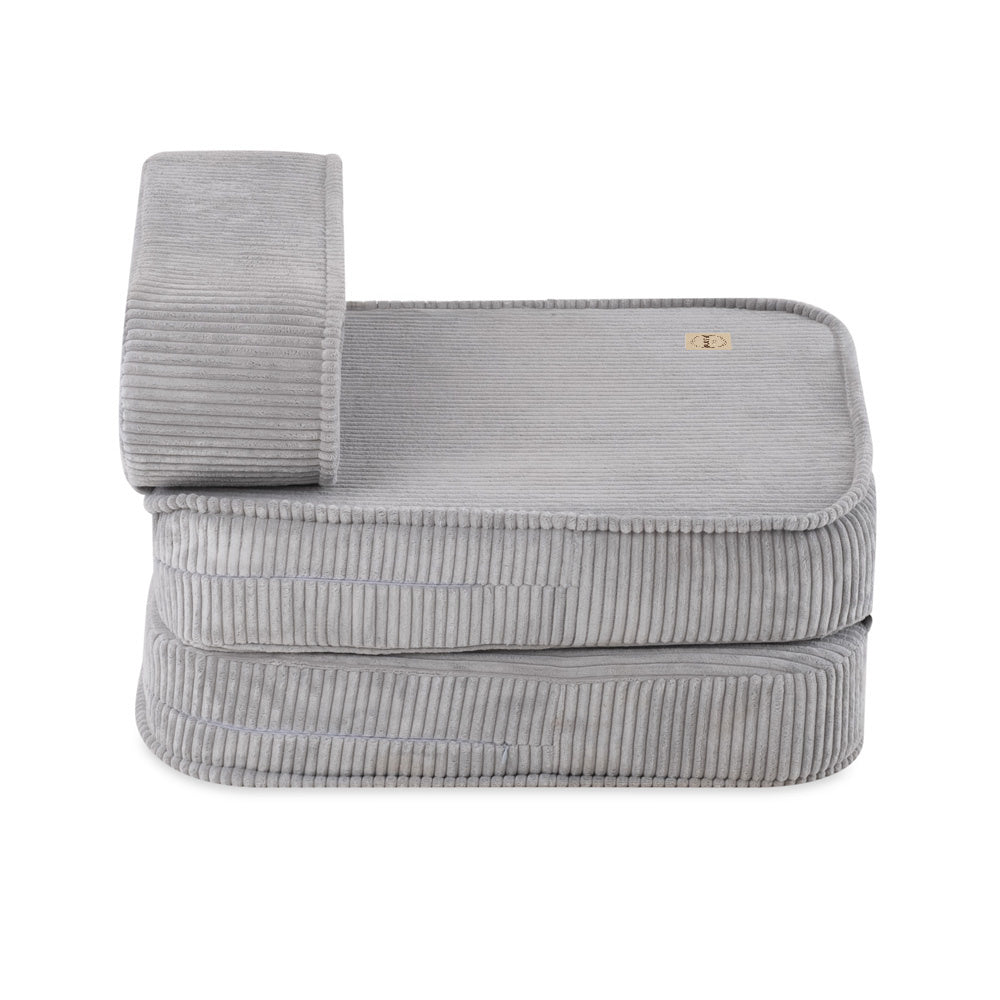 Chaise longue enfant, 150x60x25 cm, velours côtelé gris premium - Plush Nest - Misioo Misioo myplayground