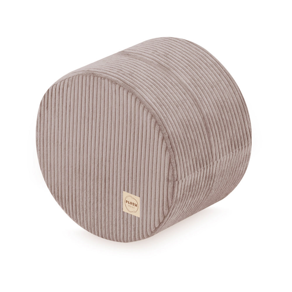 Pouf rond 40x30 cm - Velours côtelé beige premium, coussin de sol- Plush Nest  Misioo  myplayground