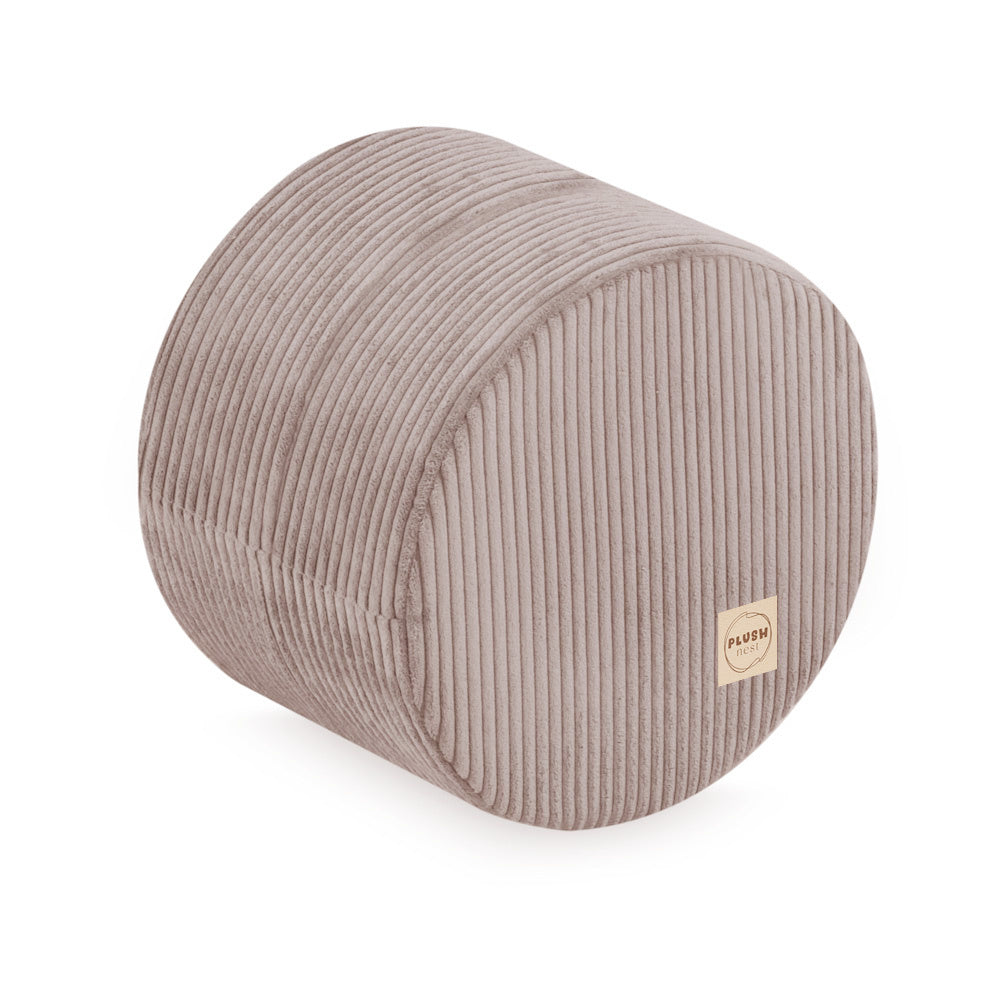 Pouf rond 40x30 cm - Velours côtelé beige premium, coussin de sol- Plush Nest  Misioo  myplayground