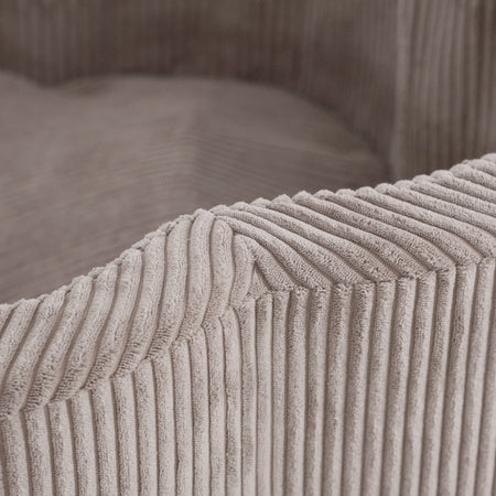 tissu beige doux en agneau, rembourrage mousse, espace de jeu sécurisé