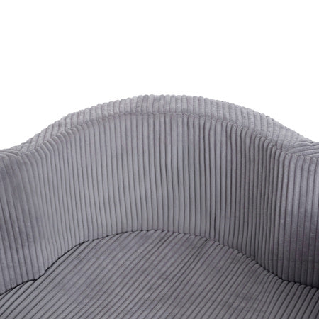 Piscine bébé sans balles Floral Fun Zone, design élégant en tissu gris velours côtelé, parfaite pour la motricité fine.