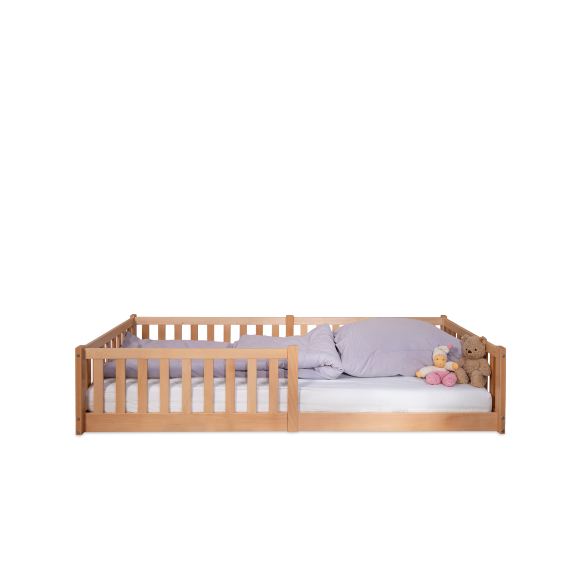 Lit cabane au sol Enno 90x200 cm, hêtre naturel – tiSsi – vue 2