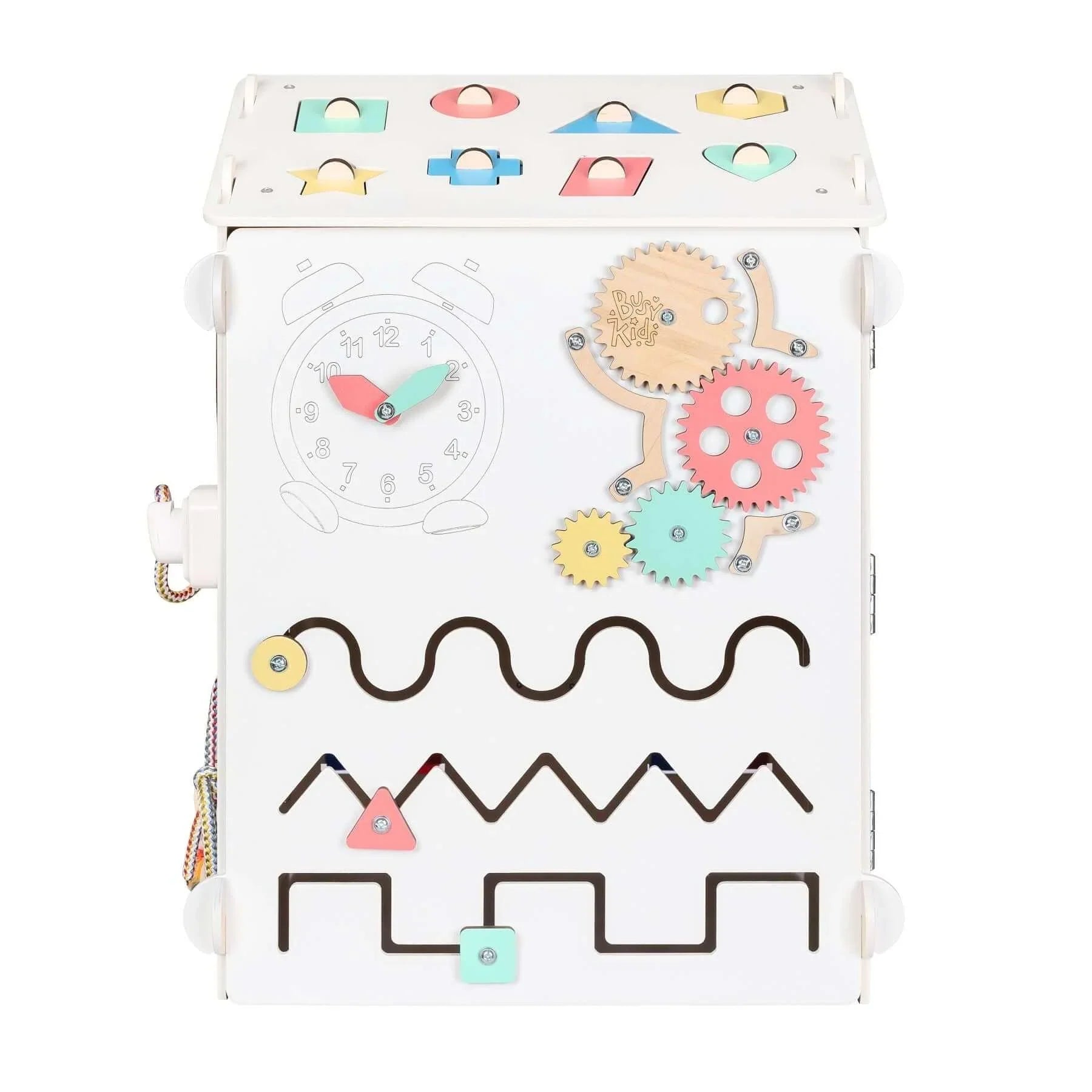 Ensemble Maisonnette Blanche et Cube Interactif - Bois Natura, 12 à 18 mois - BusyKids BusyKids myplayground