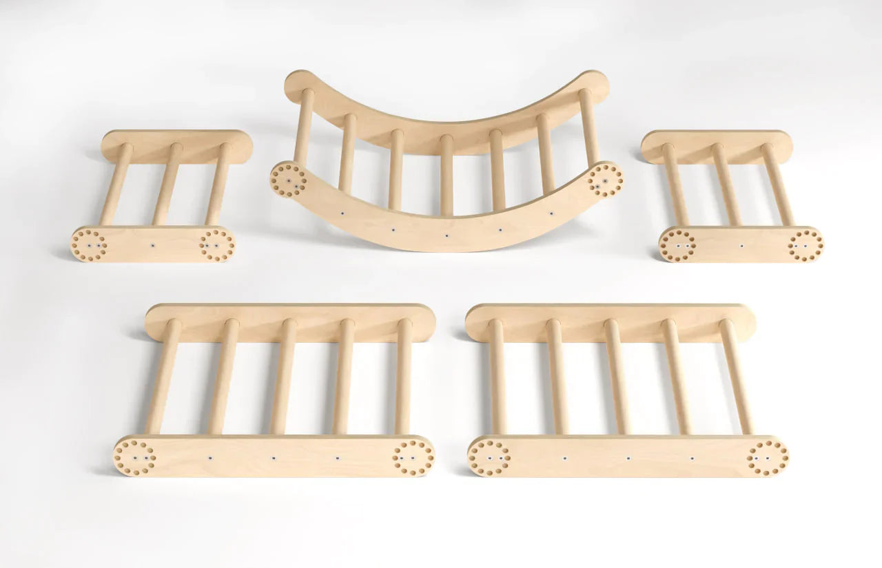 BusyKids - Grand Ensemble d'Escalade Inclinable (set L avec Rocker) - Bois Brut (non verni) - 18 à 24 mois BusyKids BusyKids - Grand Ensemble d'Escalade Inclinable (set L avec Rocker) - Bois Brut (non verni) - 18 à 24 mois myplayground