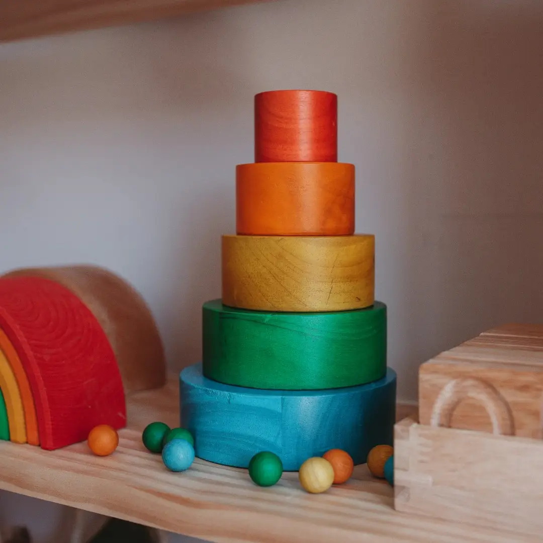 Bols empilables de couleur naturelle - Qtoys jeux éducatifs QToys USA Bols empilables de couleur naturelle - Qtoys myplayground