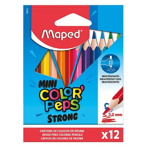 Lot de 12 mini crayons de couleur Color’Peps Strong – MAPED