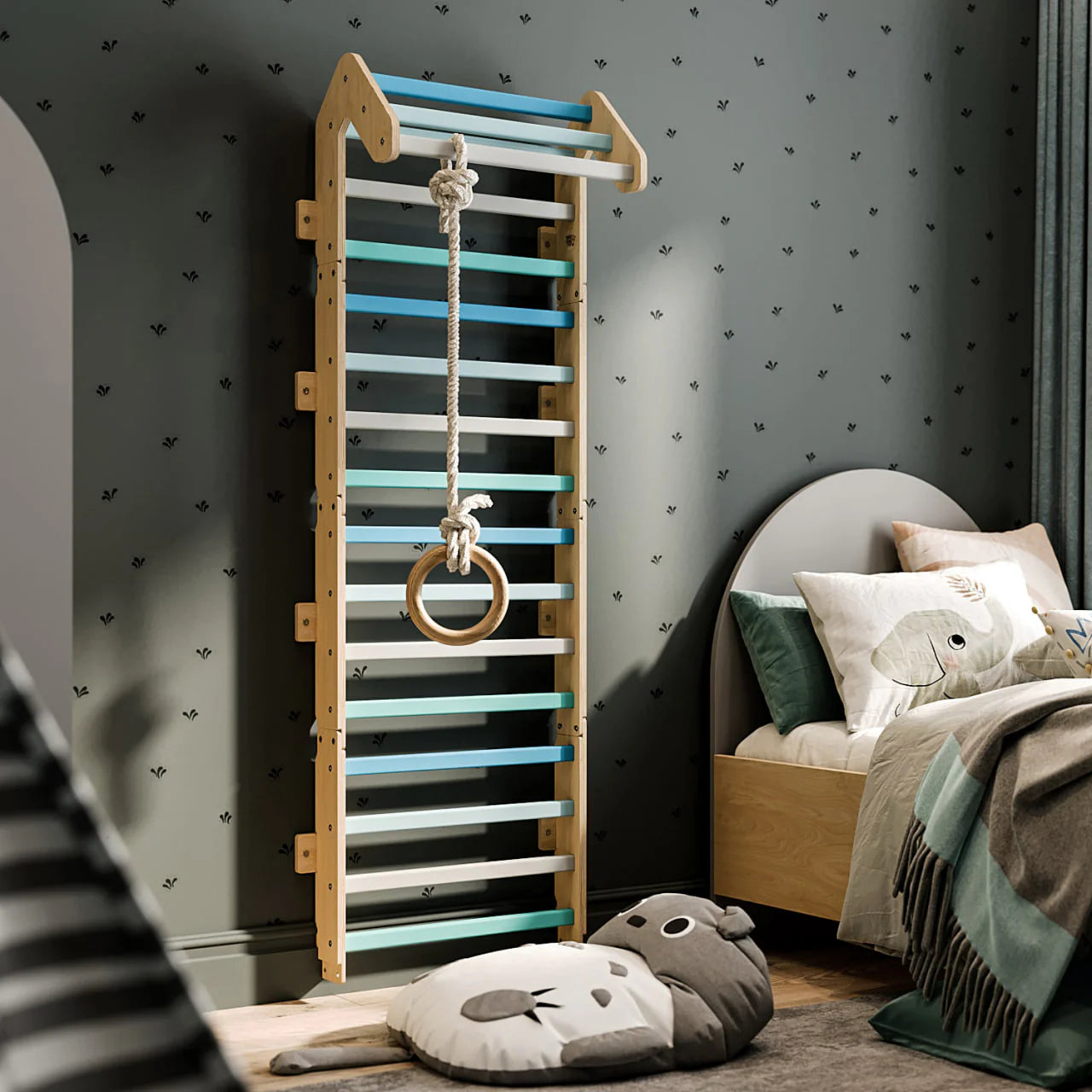 BusyKids - Ensemble (Maxi) Mur Suédois + Triangle Pikler + Bascule + 2 Planches à Double Face Couleur Menthe - Bois Natura - 12 à 18 mois BusyKids BusyKids - Ensemble (Maxi) Mur Suédois + Triangle Pikler + Bascule + 2 Planches à Double Face Couleur Menthe - Bois Natura - 12 à 18 mois myplayground