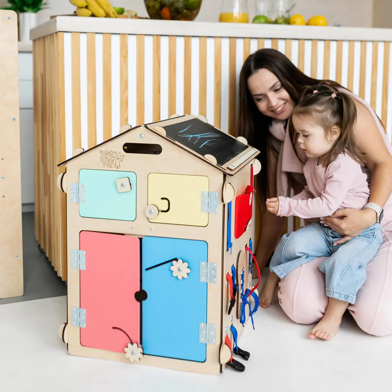 Ensemble Maisonnette Natura et Cube Interactif - Bois Natura - 12 à 18 mois - BusyKids BusyKids myplayground
