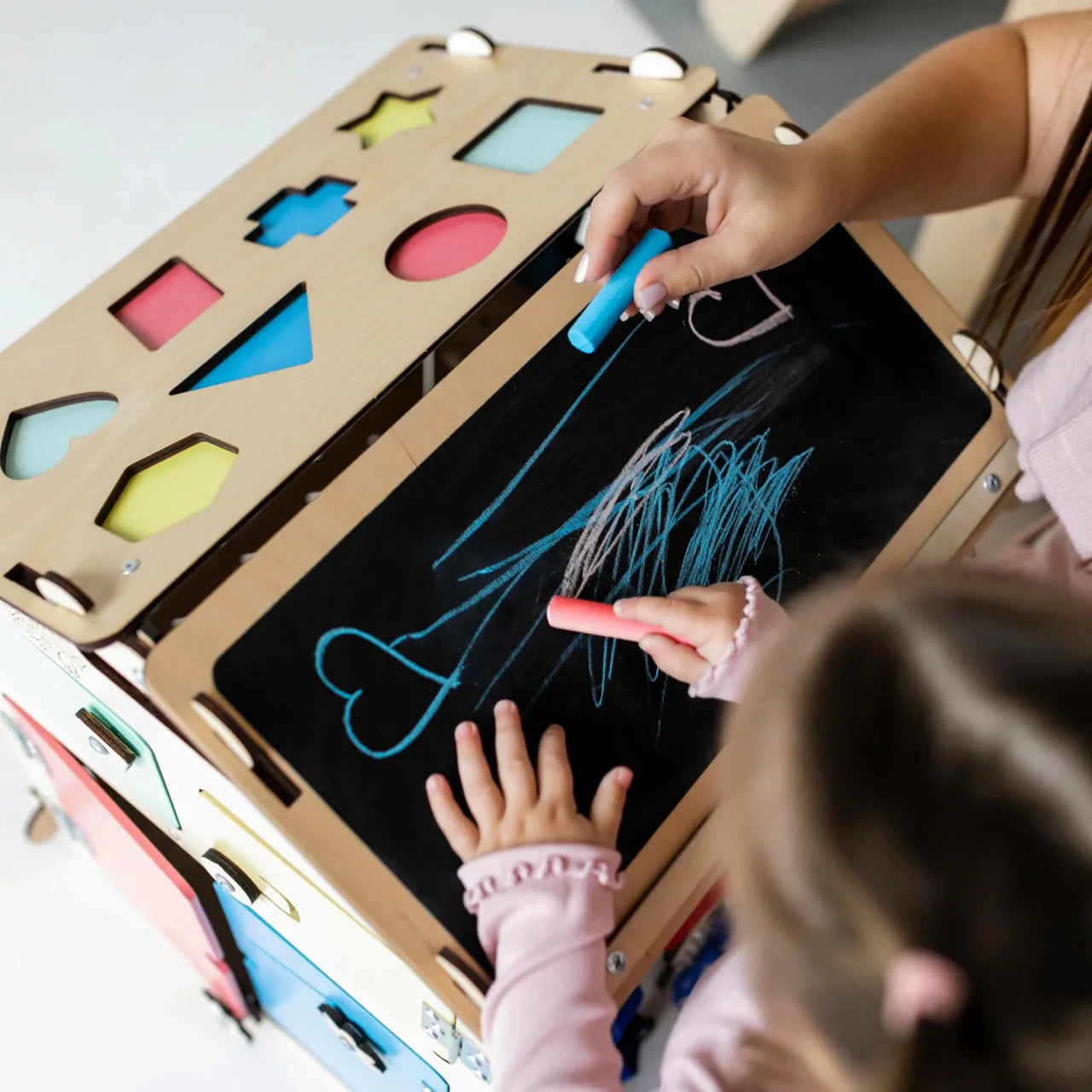Ensemble Maisonnette Natura et Cube Interactif - Bois Natura - 12 à 18 mois - BusyKids BusyKids myplayground