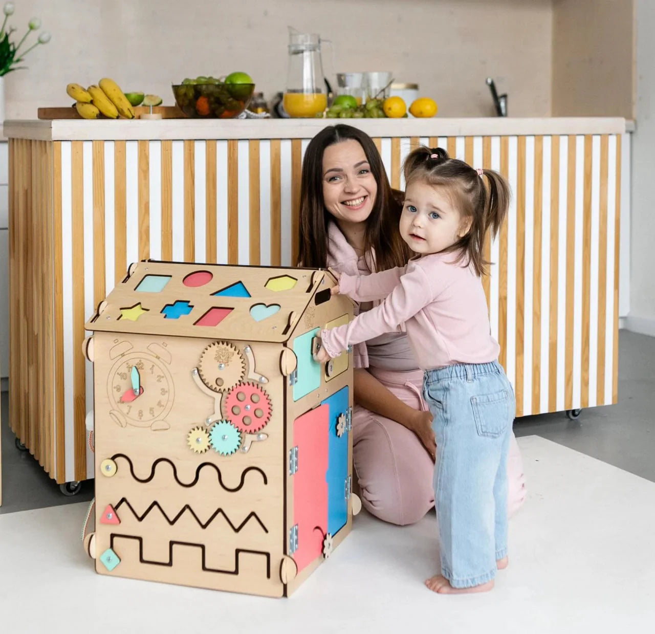 Ensemble Maisonnette Natura et Cube Interactif - Bois Natura - 12 à 18 mois - BusyKids BusyKids myplayground