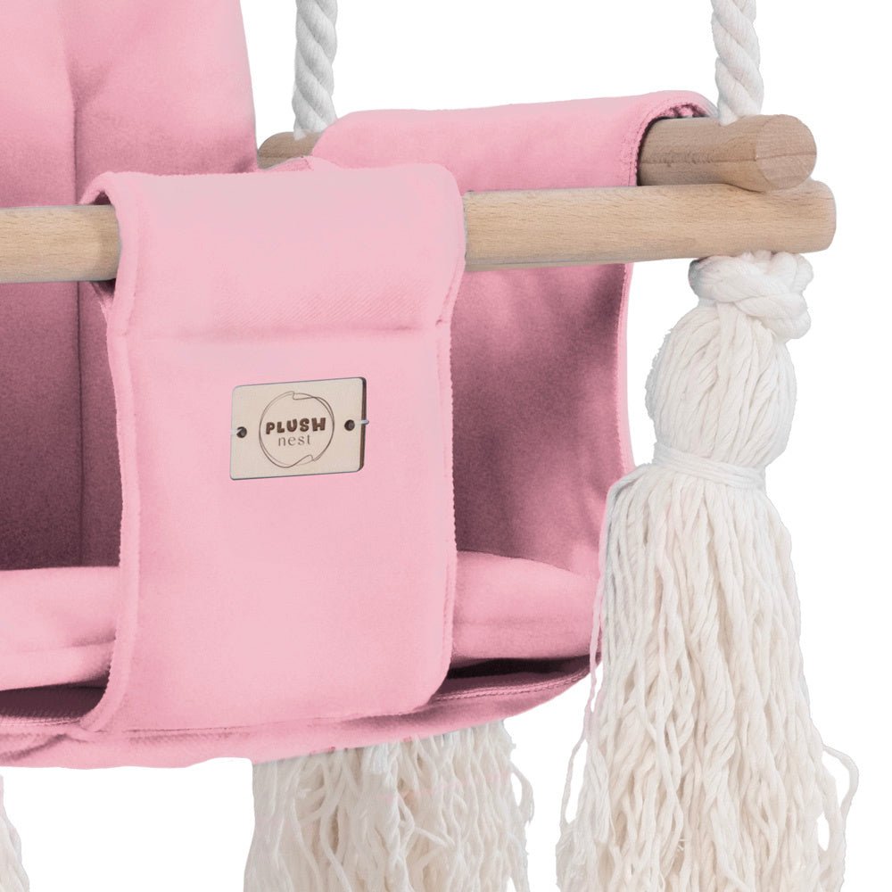 Balançoire Ourson - Velours rose - Plush Nest - myplayground