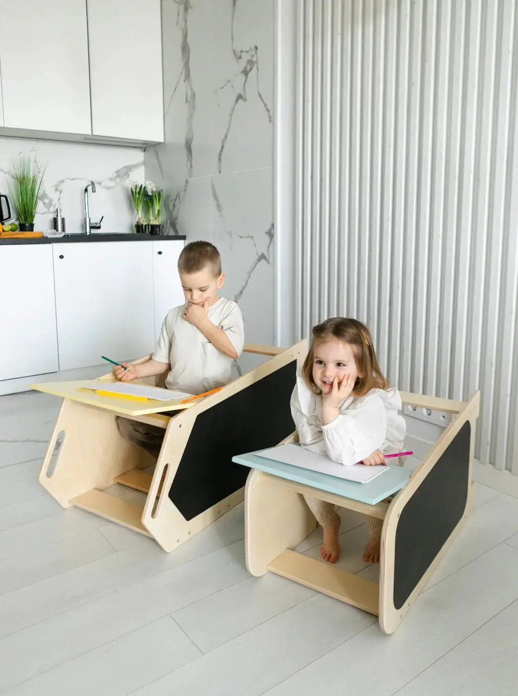 Tour d’Apprentissage Multifonctions 5 en 1 Play XL -Bois Brut (non verni), 18 à 24 mois - BusyKids by BusyKids