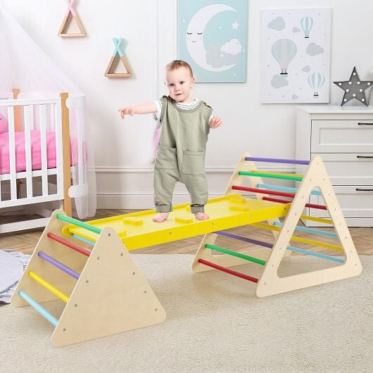 3 Piece Toddler Triangle Set Montessori with 2 Climbing Triangles and 1 Ramp - Colorful - myplayground