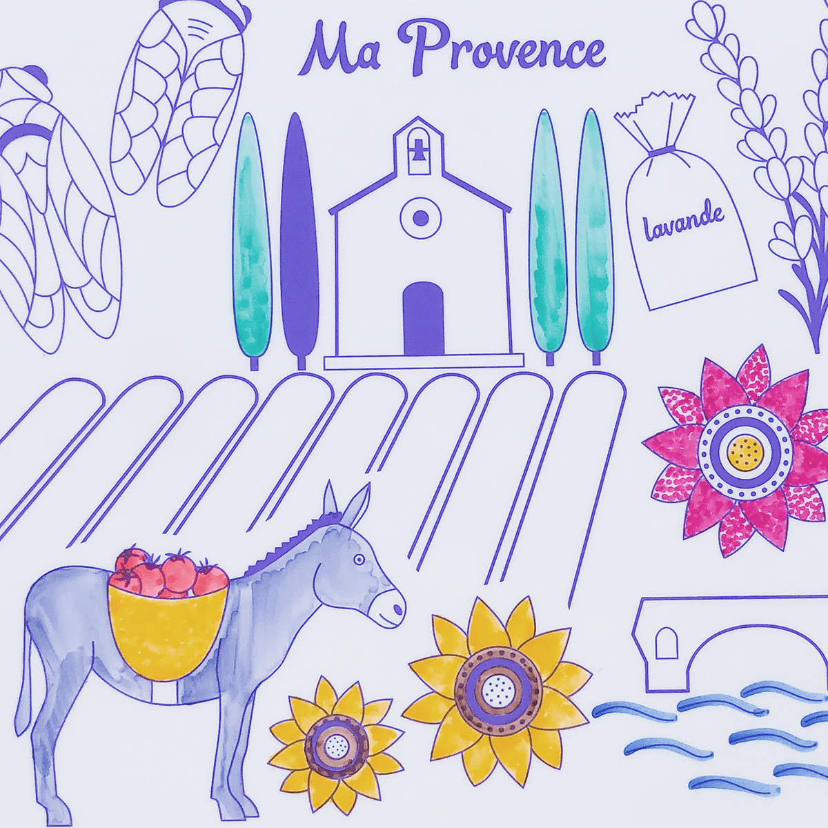 Coloriage éducatif: miniPlaymat 2en1 - PROVENCE - Réversible - myplayground