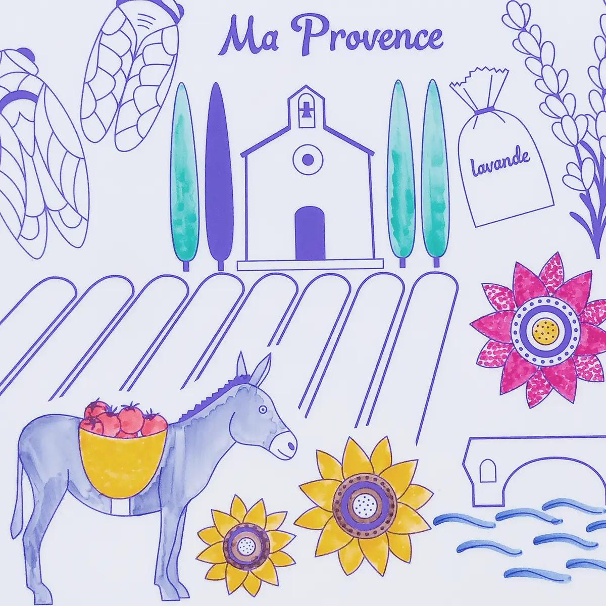 Coloriage éducatif: miniPlaymat 2en1- PROVENCE- Réversible by SuperPetit