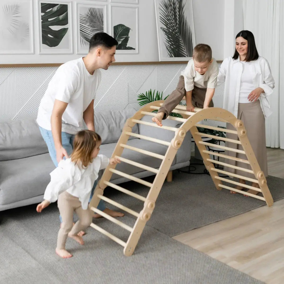 Ensemble d’escalade inclinable (set L avec Rocker) - bois brut (non verni), 18 à 24 mois - BusyKids by BusyKids