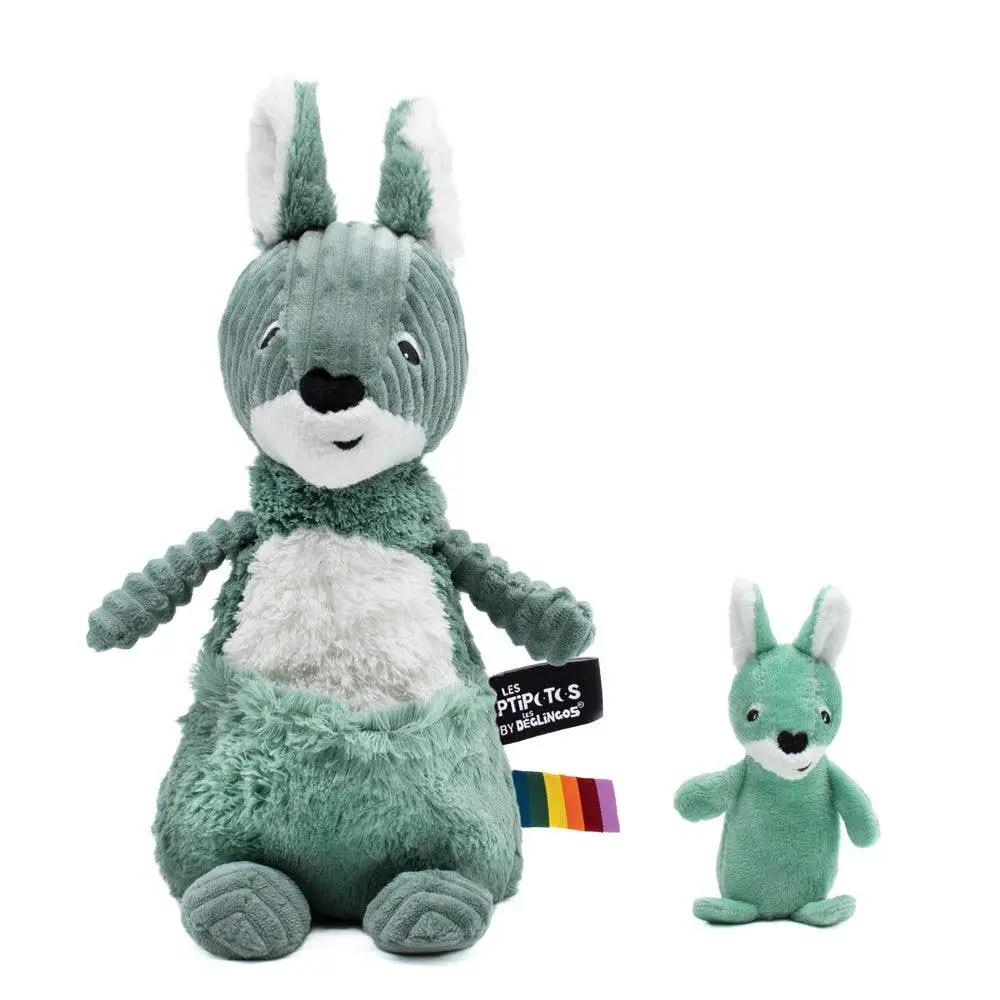 Peluche Les Ptipotos - Kangaroo Mum & Baby Green - Les Déglingos, France by Les Déglingos, France