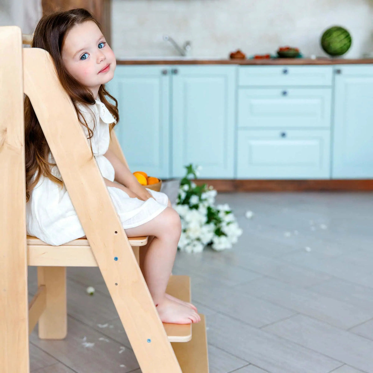 Tour d'observation montessori Pliable - bois brut (non verni), 18 à 24 mois -BusyKids by BusyKids