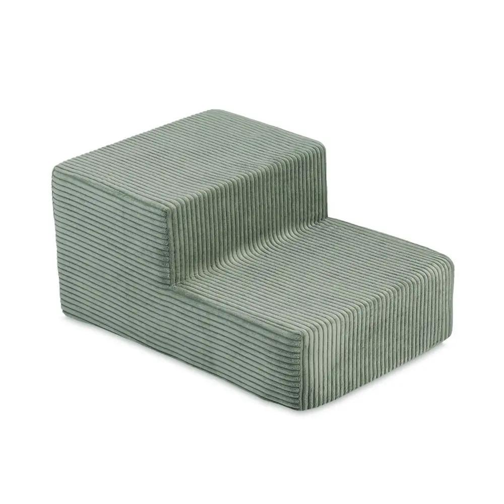 Terrain de jeu Dry pool + marche - Velours côtelé vert premium, (+200 balles : perle, menthe perle, argent) – Plush Nest by Misioo