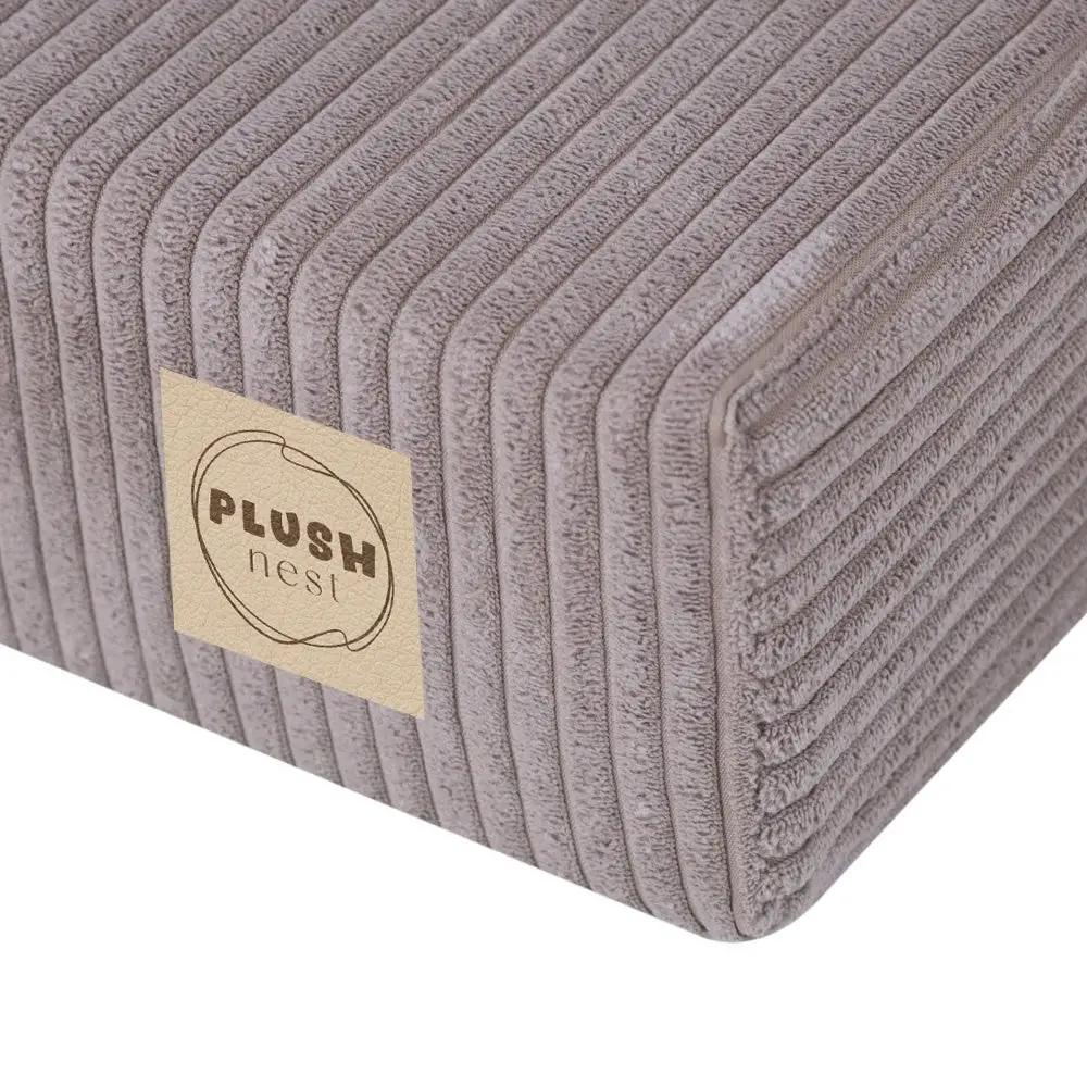 Matelas Foldie large avec appui-tête - Velours côtelé beige premium - Plush Nest by Misioo