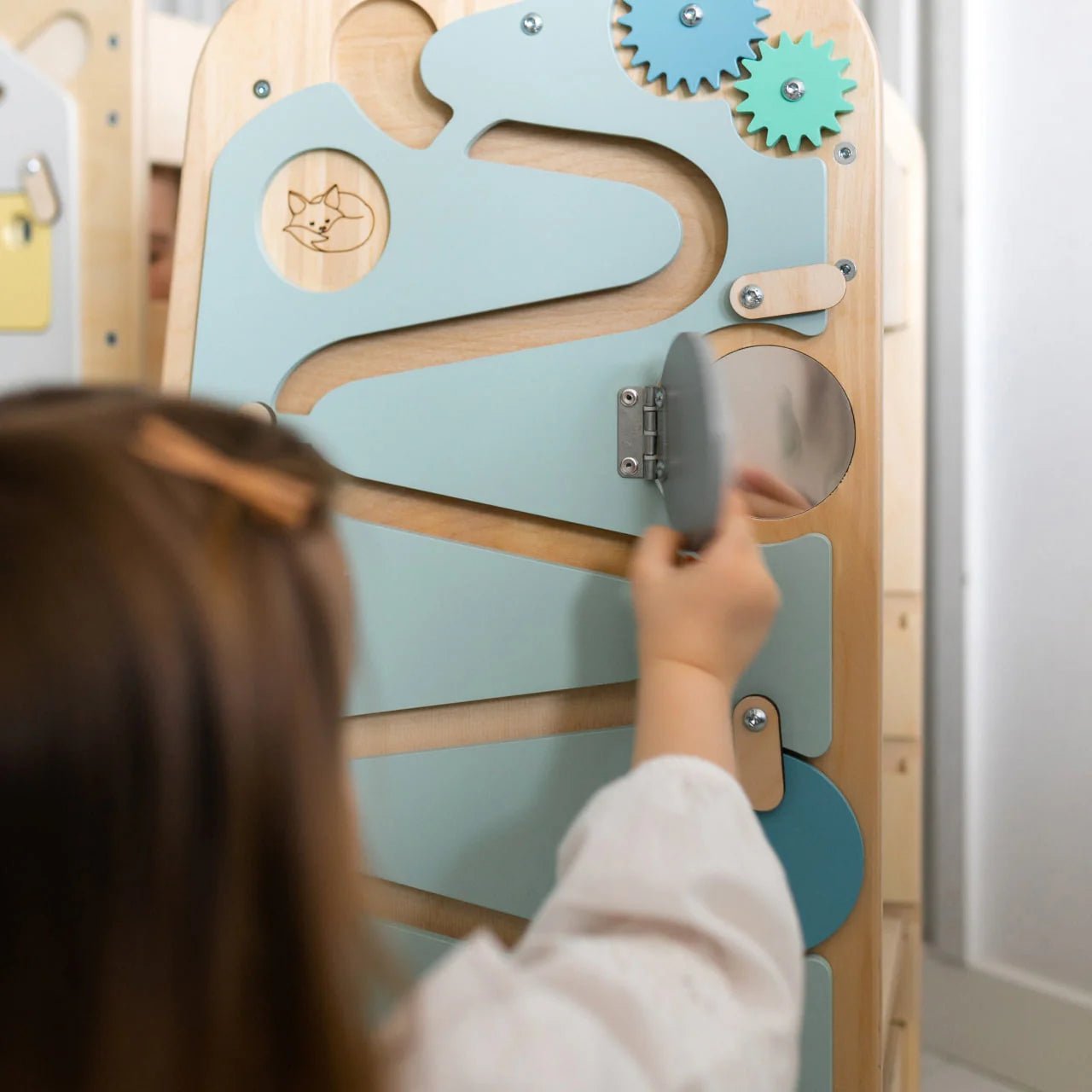 BusyKids - Tour d’Apprentissage Multifonctions 5 en 1 Menthe - Bois Brut (non verni) - 18 à 24 mois - myplayground