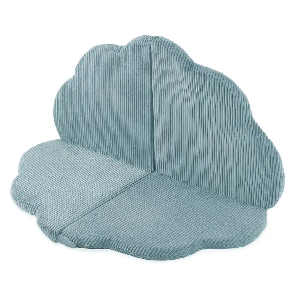 Tapis fleur - 15x115x5 cm, velours côtelé bleu moelleux, tapis de jeu - Plush Nest by Misioo