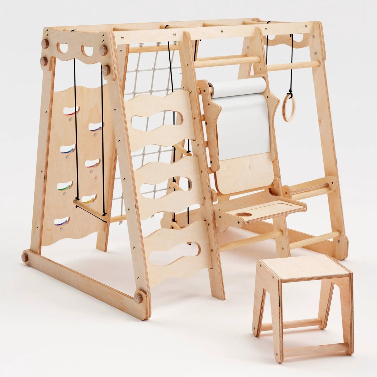 Indoor Wooden Playground For Kids 6 In 1 With Swing Slide Rope And Ladder Active Playset by Goodevas
