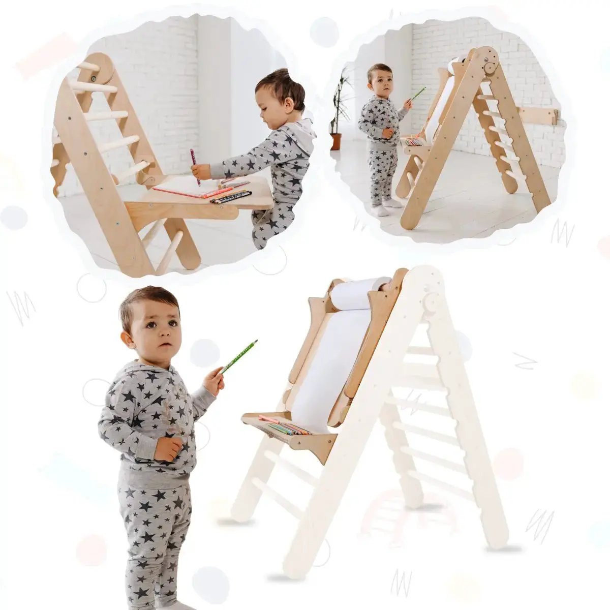 Kids Multifunctional Adjustable Easel Desk With Chair For Indoor Art And Learning Playroom by Goodevas