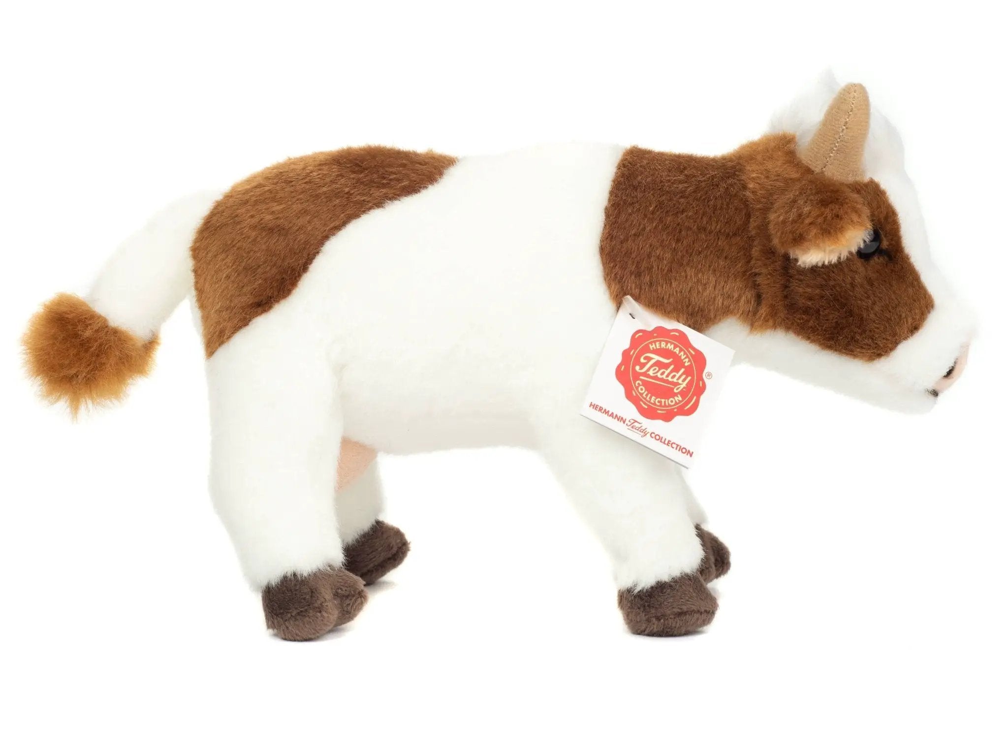 Vache brun-blanche debout 23 cm - peluche - peluche by Teddy Hermann
