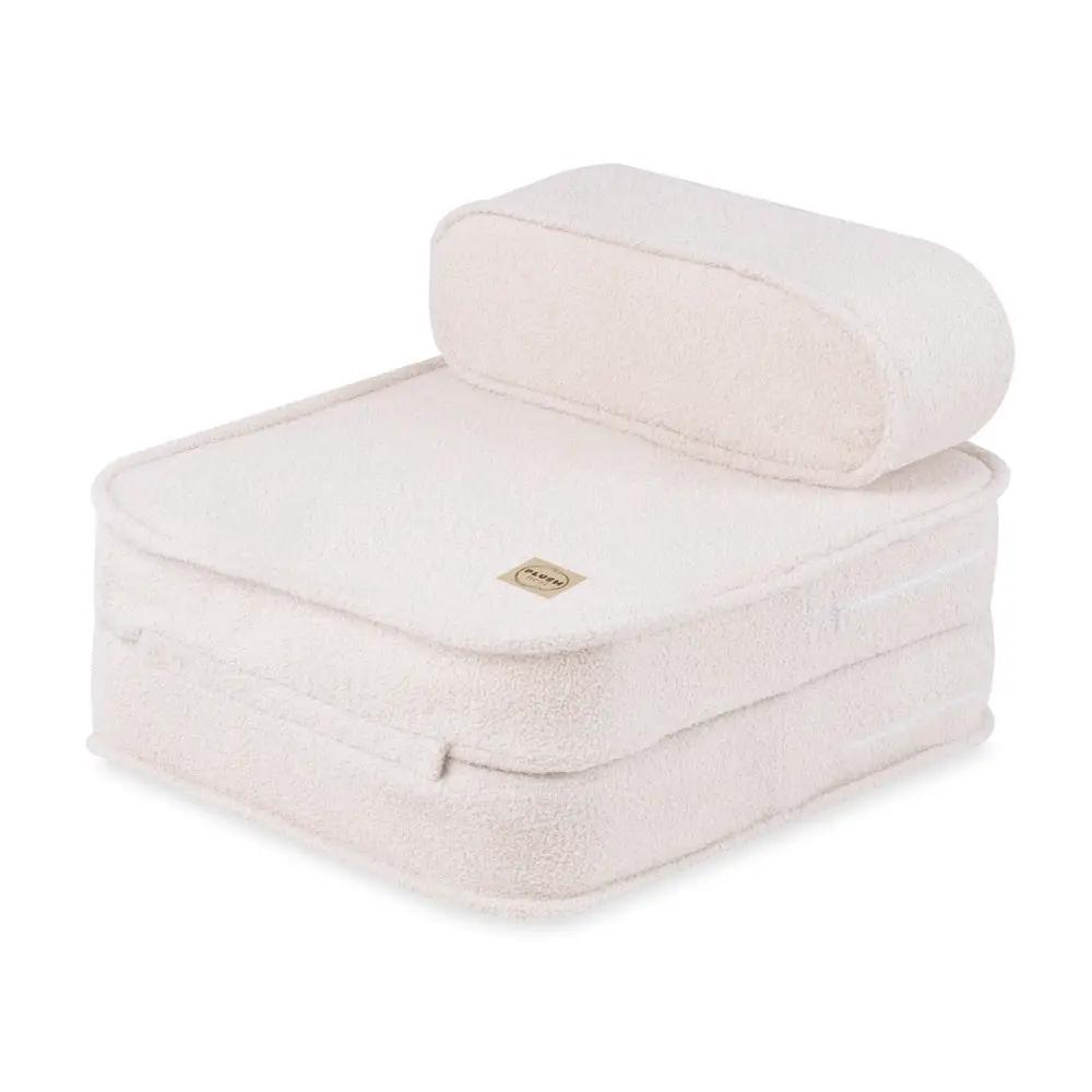 Chaise longue enfant, 150x60x25 cm, agneau crème- Plush Nest by Misioo