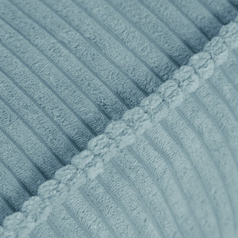 Pouf 60x60 cm - Coussin de sol, velours côtelé bleu premium - Plush Nest - myplayground