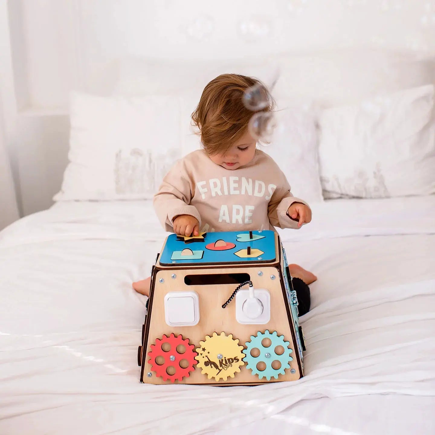 Coffre-fort - busy Board montessori, Bois Natura, 12 mois - BusyKids by BusyKids