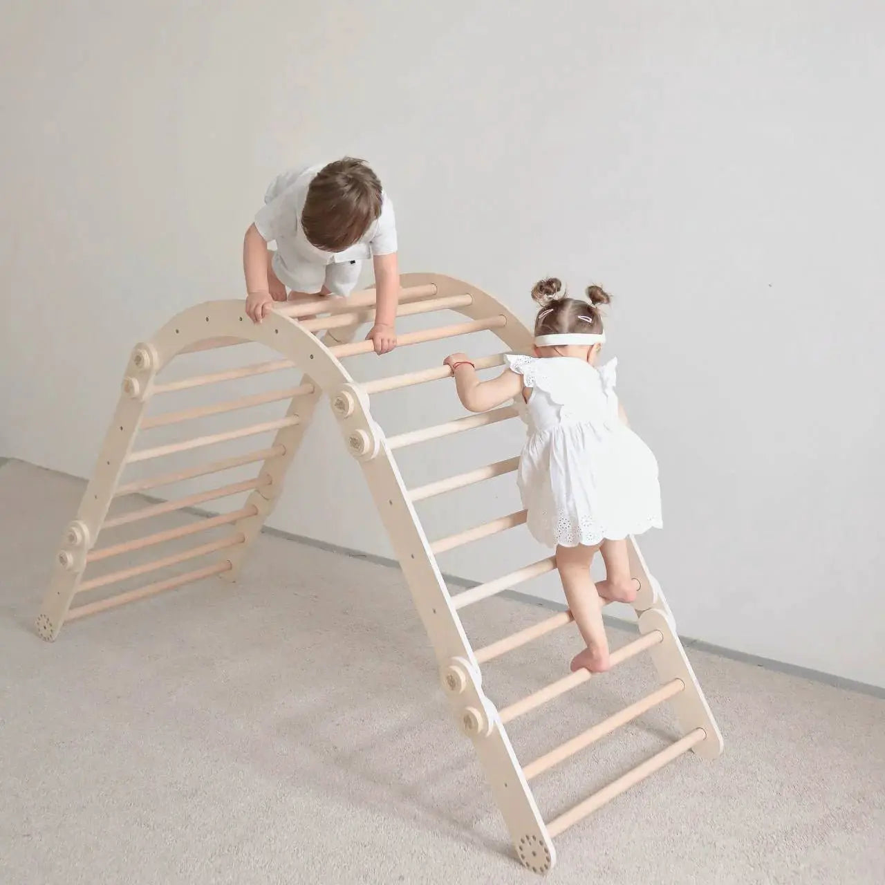 Ensemble d’escalade inclinable (set L avec Rocker) - bois brut (non verni), 18 à 24 mois - BusyKids by BusyKids