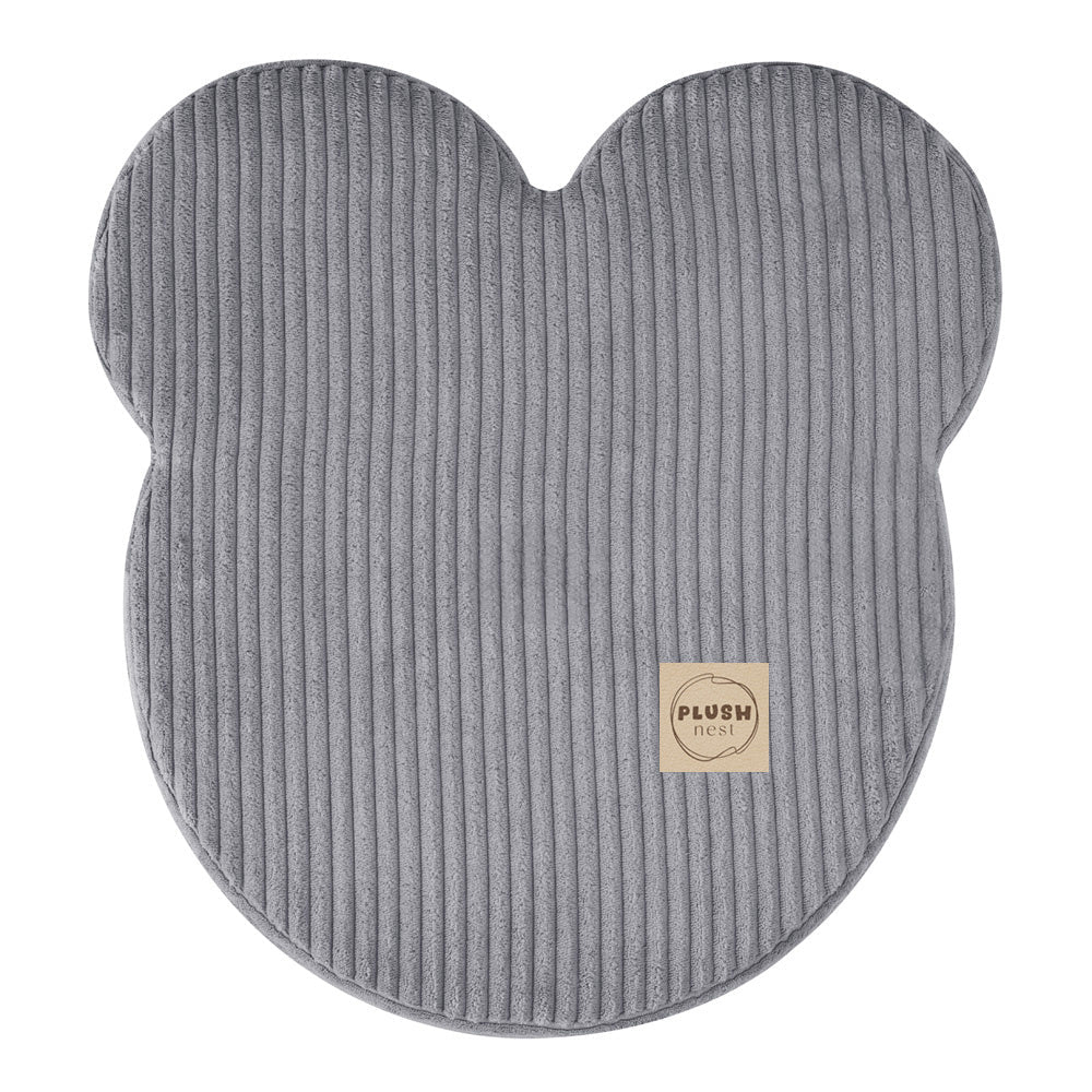 Pouf ourson 46x25 cm - Velours côtelé gris premium - Plush Nest - myplayground