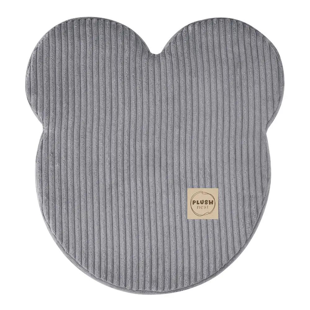 Pouf ourson 46x25 cm - Velours côtelé gris premium - Plush Nest by Misioo
