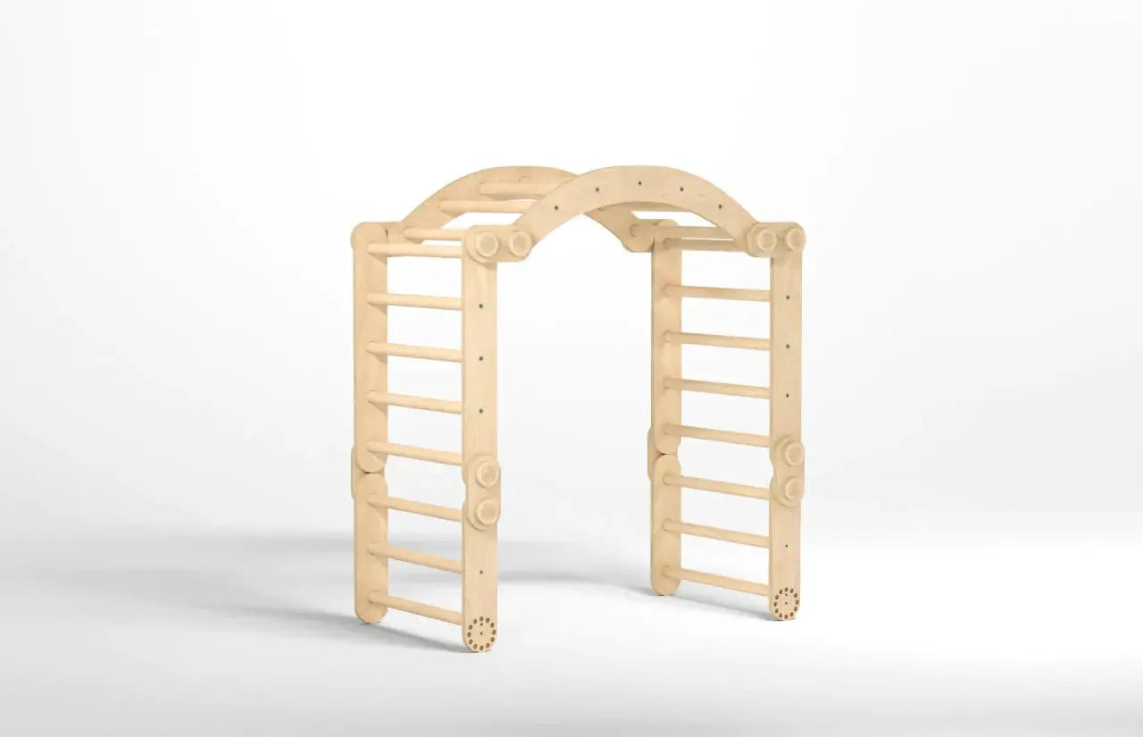 Ensemble d’escalade inclinable (set L avec Rocker) - bois brut (non verni), 18 à 24 mois - BusyKids by BusyKids