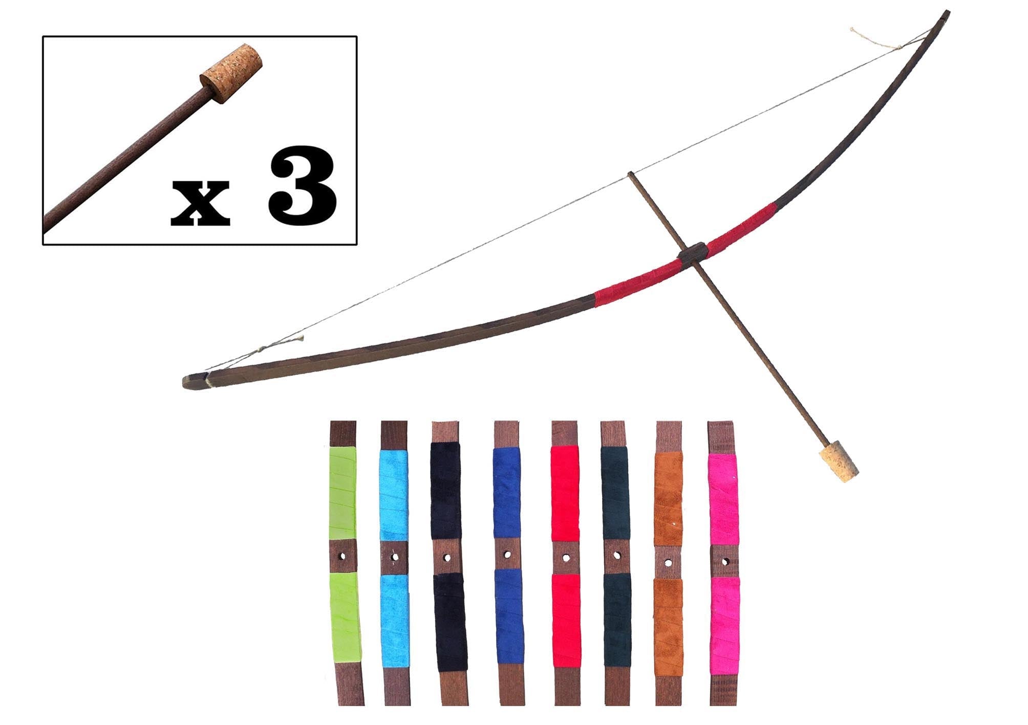 MANCHE EN DAIM BOW RUSTIK S + 3 FLÈCHES À POINTE EN LIÈGE - Jeu de role pour enfant by KALID MEDIEVAL