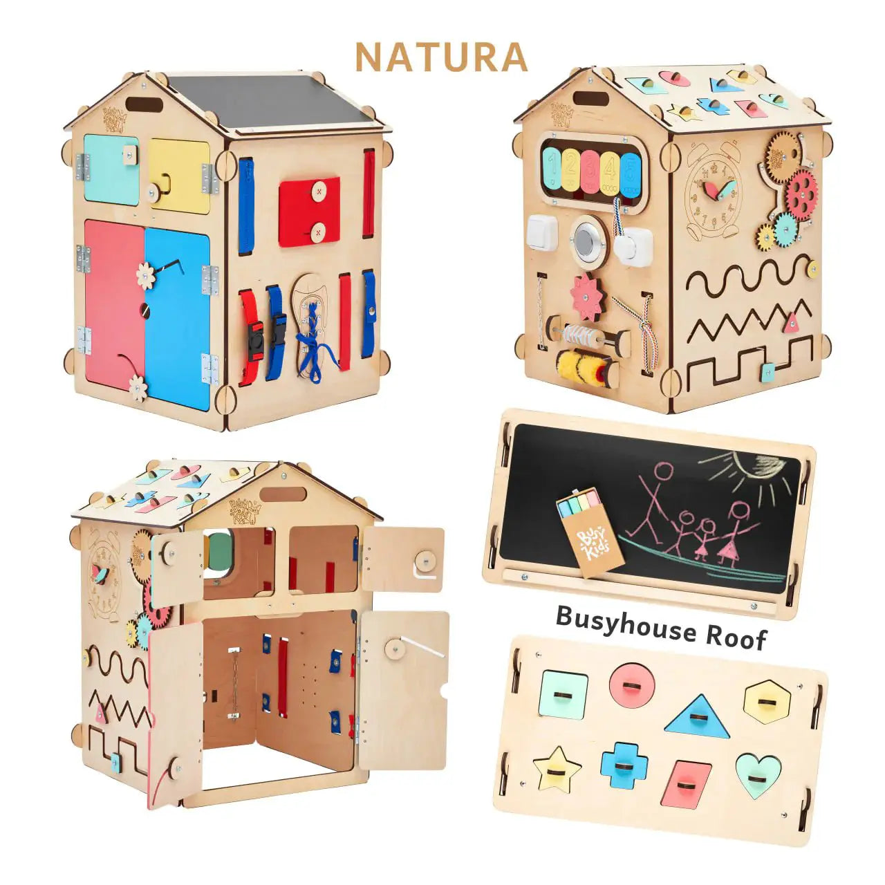 Maisonnette Éducative - Bois Natura, 12 à 18 mois - BusyKids by BusyKids