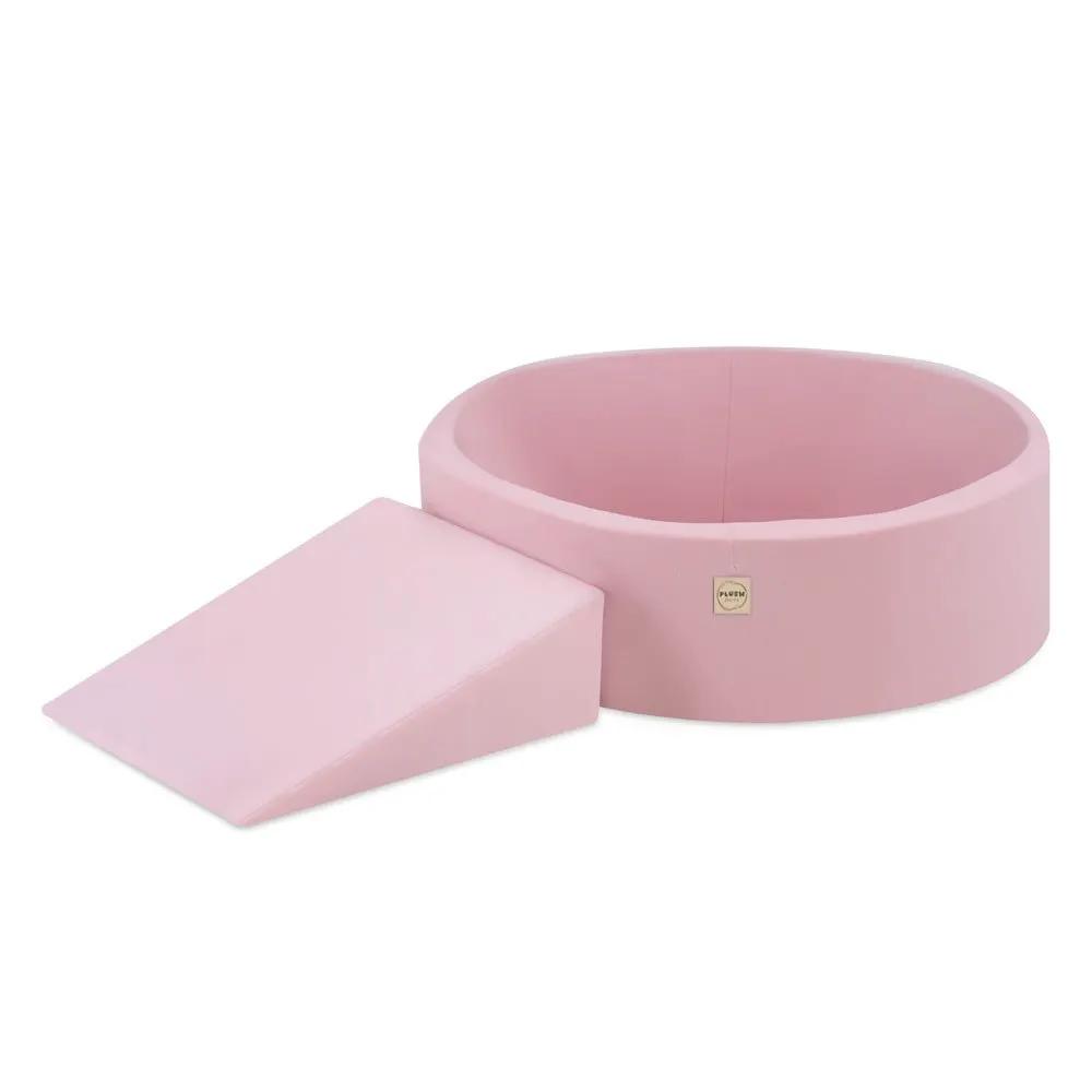 Terrain de jeu Dry pool + triangle – rose smart, aire de jeu (+200 balles : perle, argent, rose clair) – Plush Nest by Misioo