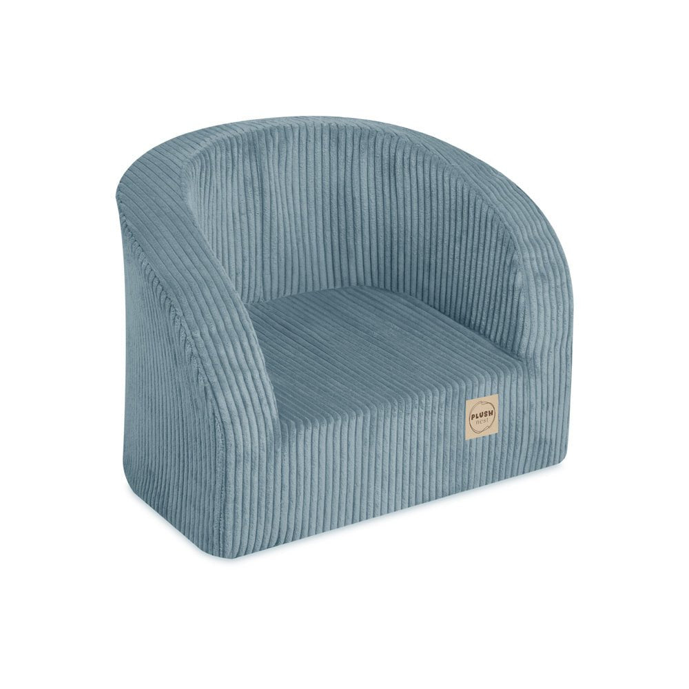 Fauteuil - bleu velours côtelé premium, fauteuil enfant - Plush Nest - myplayground