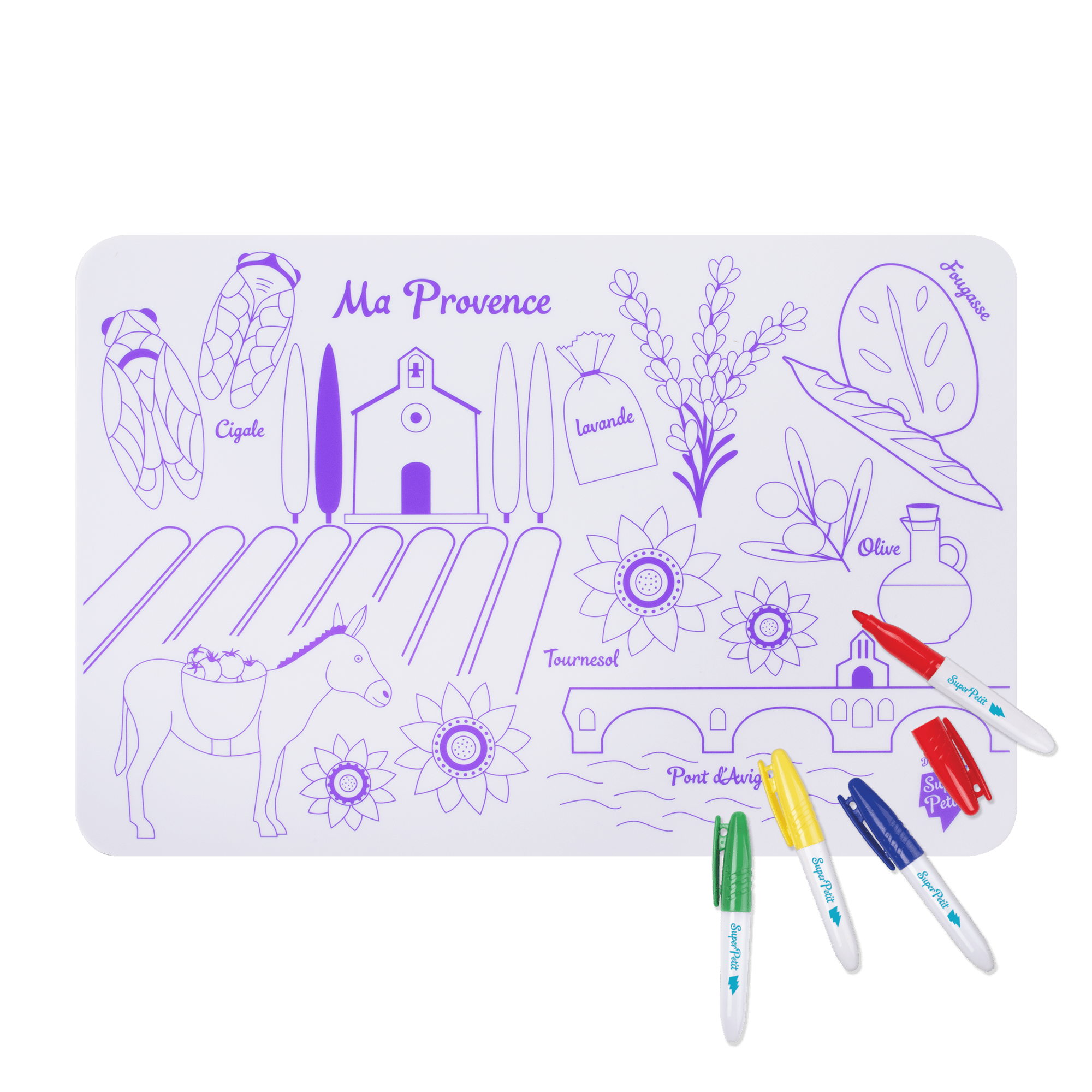 Coloriage éducatif: miniPlaymat 2en1- PROVENCE- Réversible by SuperPetit