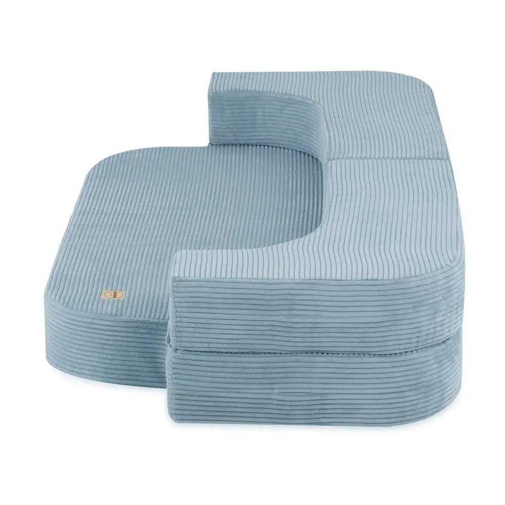 Canapé-lit Foldie - Velours côtelé bleu premium, lavable, imperméable - Plush Nest by Misioo