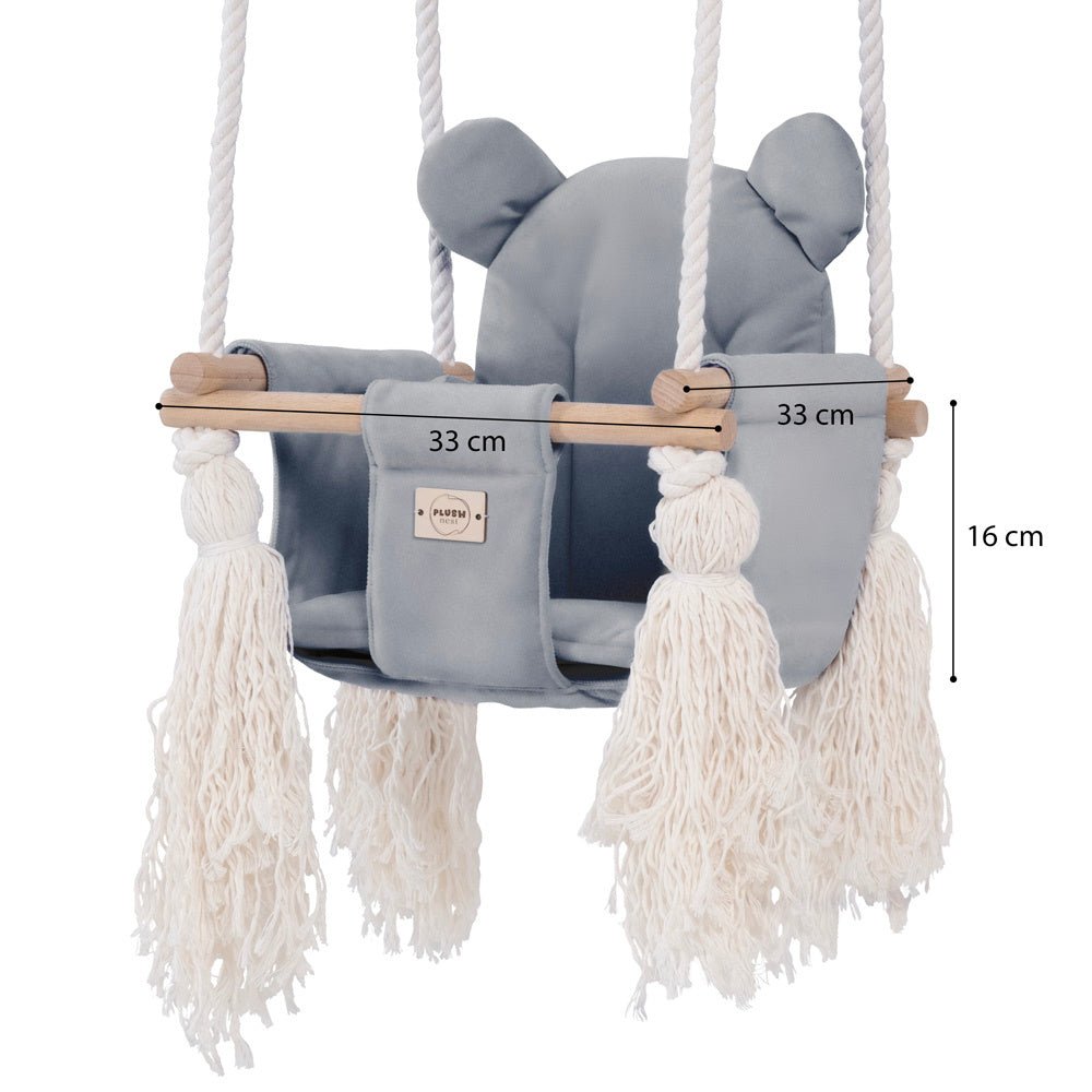 Balançoire Ourson - Velours gris - Plush Nest - myplayground