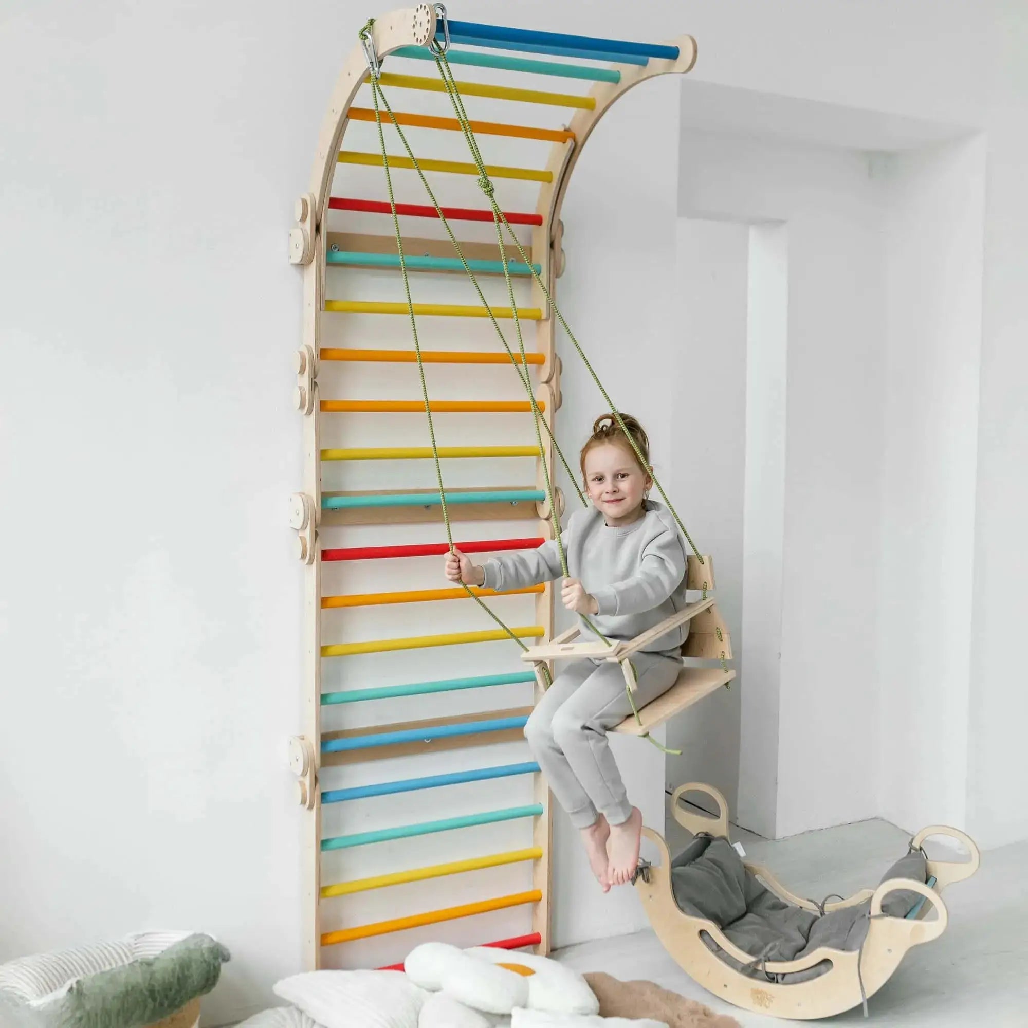 Fixations Murales pour l'ensemble d’escalade - bois naturel, 18 à 24 mois - BusyKids by BusyKids