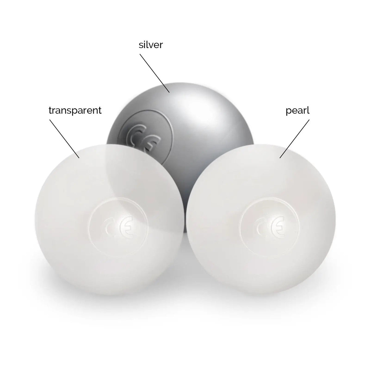 Boule de piscine à balles - 6 cm, lot de 200 pcs : perle, transparentes, argent - Plush Nest - Misioo by Misioo