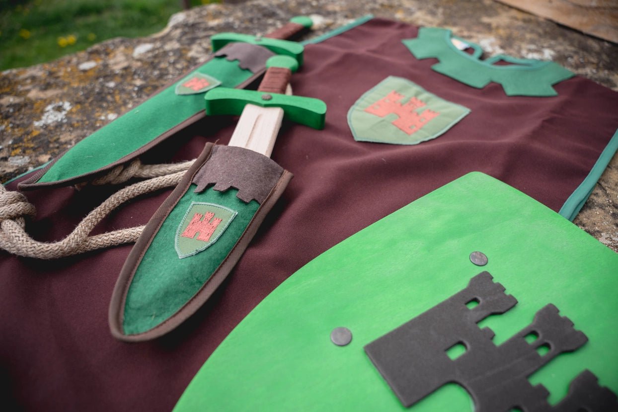 Bouclier kamelot L vert avec chateau - Jeu de role pour enfants by KALID MEDIEVAL